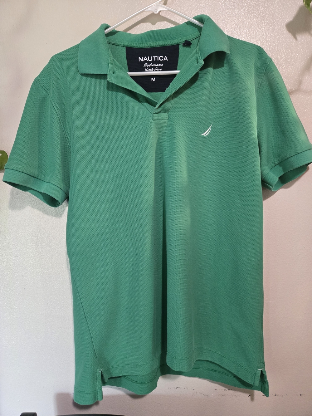 Nautica Performance Deck Shirt Medium Men's Green Polo Shirt